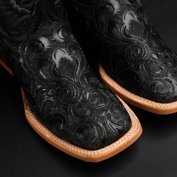 Black Alfa Hand Tooled – Square Toe - Image 3