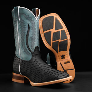 Matte Black Python - Square Toe