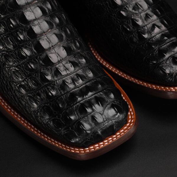 Black Caiman Horn Back - Square Toe - Image 3