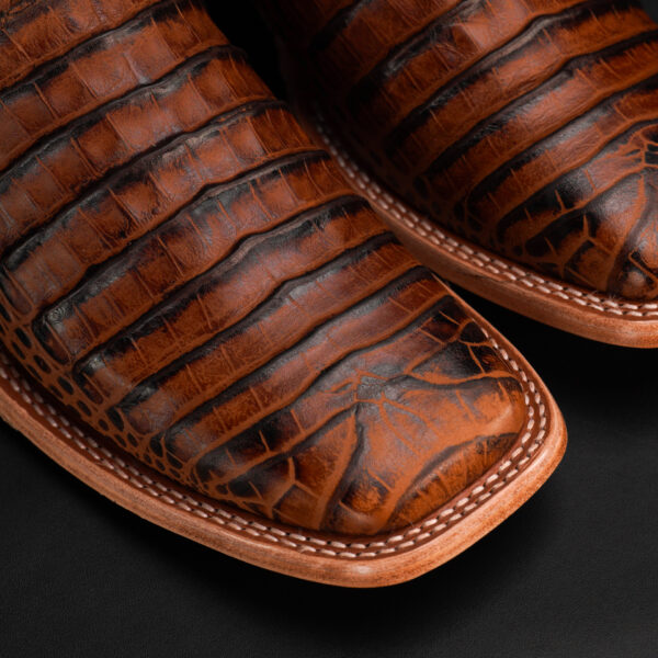 Cognac Caiman Belly - Square Toe - Image 3