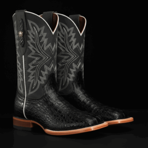 Black Caiman Neck - Square Toe