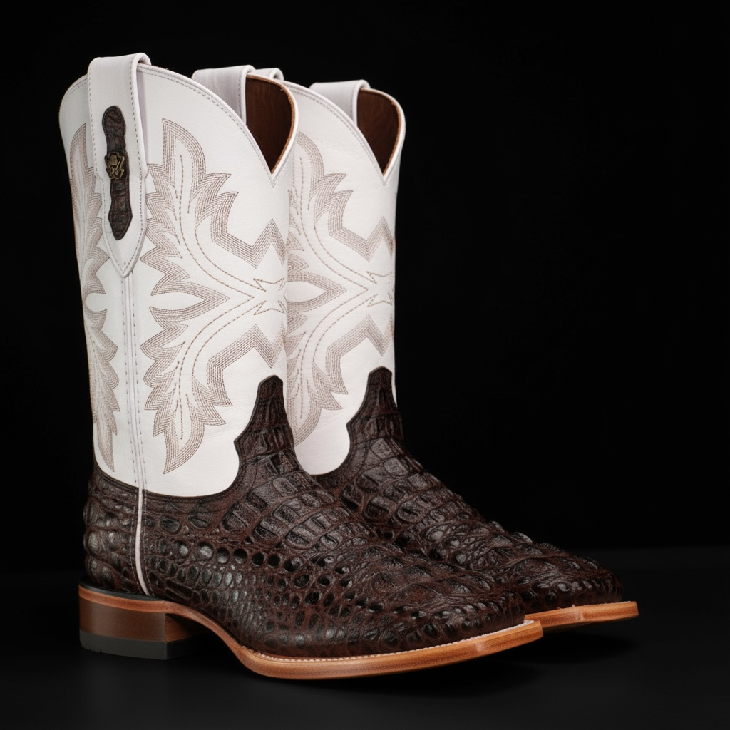 Brown Caiman Neck - Square Toe