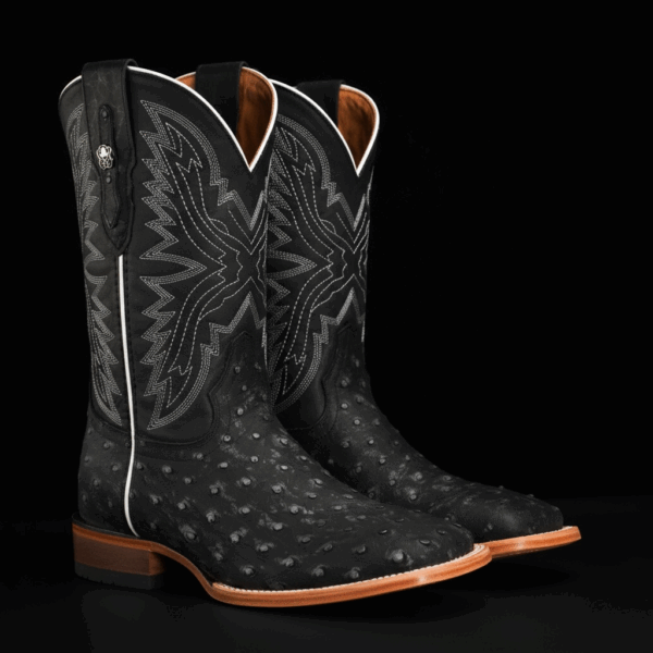 Matte Black Ostrich – Square Toe