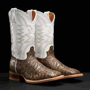 Tan Safari Hand Tooled – Square Toe