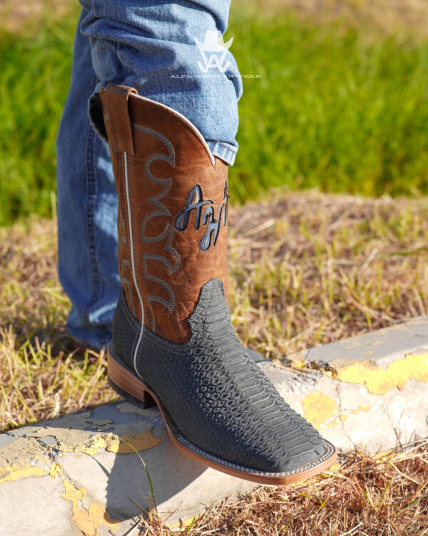Matte Gray Python - Square Toe - Image 3