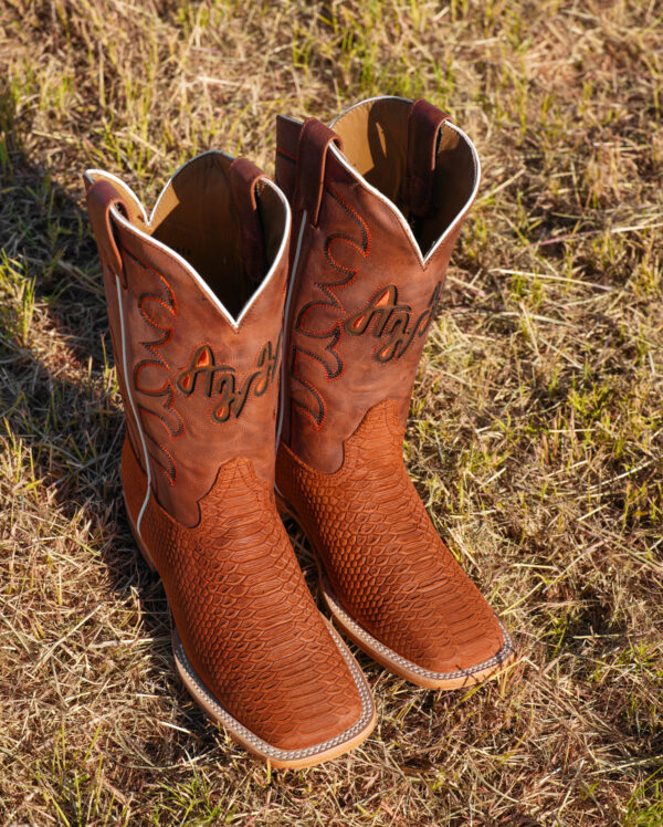 Matte Cognac Python - Square Toe - Image 4