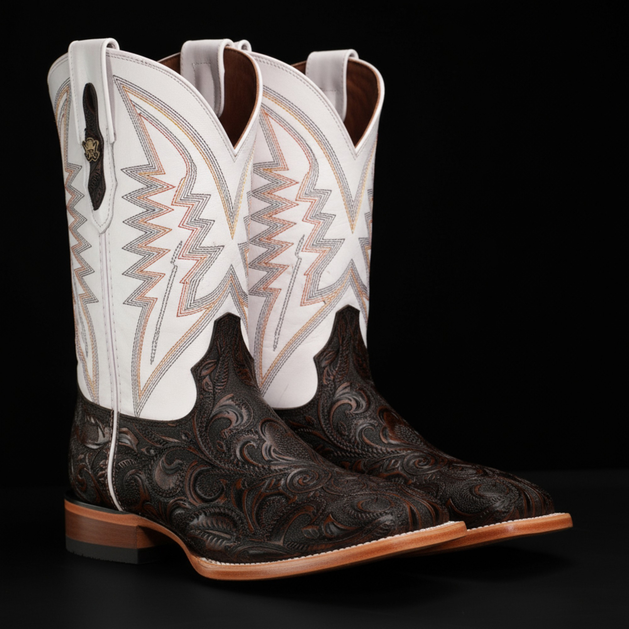 Alfa Brown Hand Tooled – Square Toe