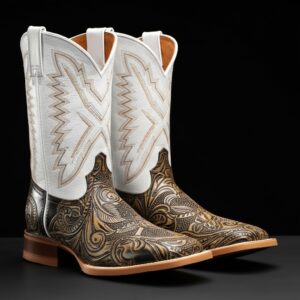 Tan Safari Hand Tooled – Square Toe