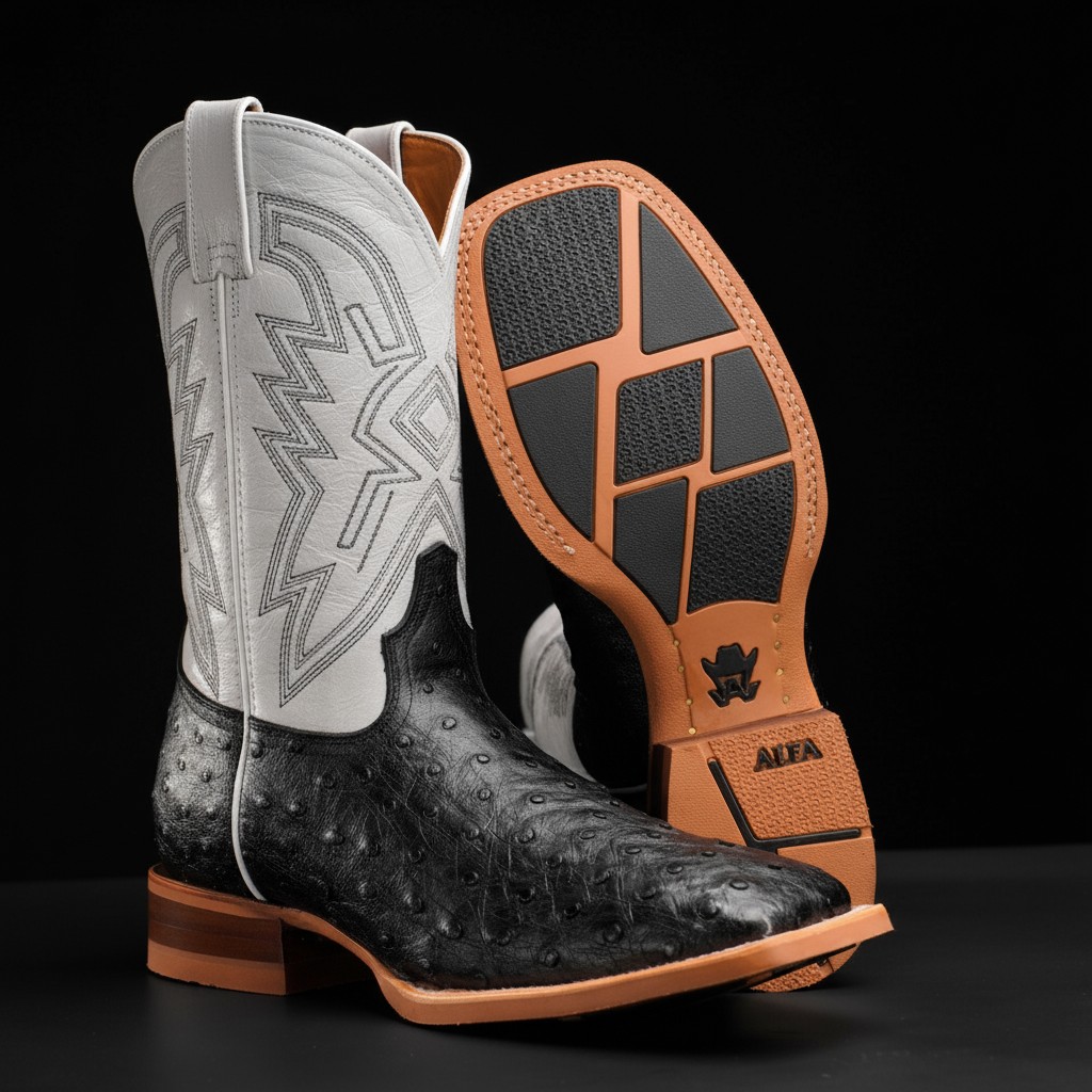 Black Ostrich – Square Toe