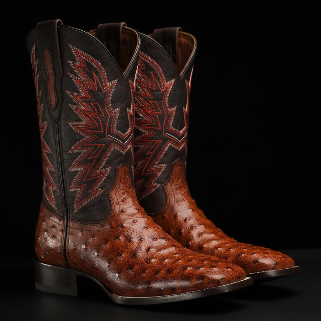 Cognac Ostrich – Square Toe