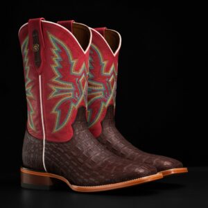 Matte Brown Caiman Horn Back - Square Toe