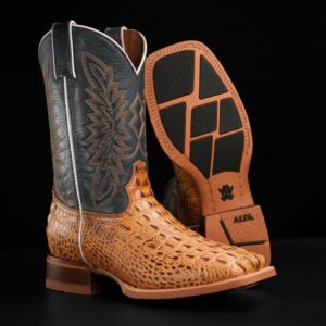 Tan Caiman Horn Back – Square Toe