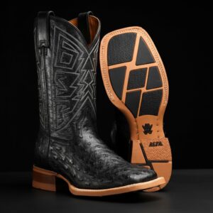Black Ostrich – Square Toe