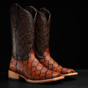 Matte Cognac Fish Scale – Square Toe