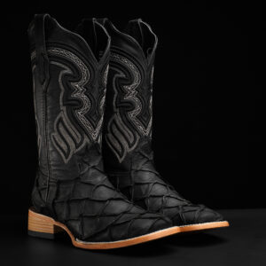 Matte Black Pirarucu – Square Toe