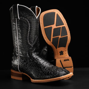 Black Caiman Neck - Square Toe