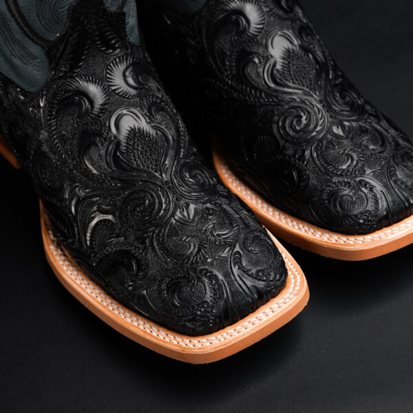 Black Alfa Hand Tooled – Square Toe - Image 3