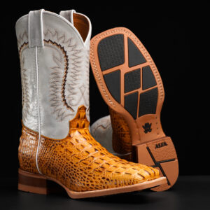 Honey Caiman Horn Back – Square Toe