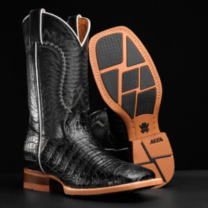 Black Caiman Belly - Square Toe