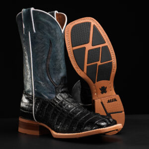 Black Caiman Tail - Square Toe