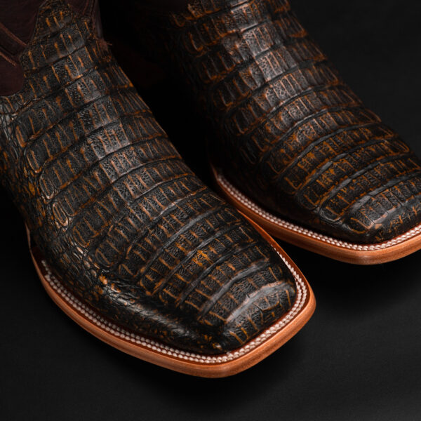 AUTHENTIC Rustic Brown Caiman Belly – Square Toe - Image 3