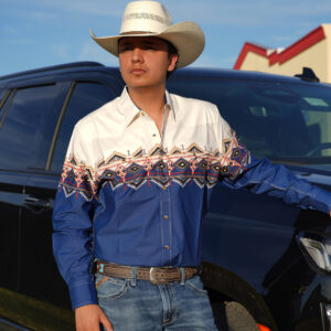 White/Blue Aztec Western Shirt