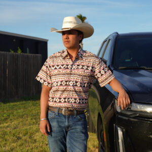 White/Brown/Red Aztec Western Shirt