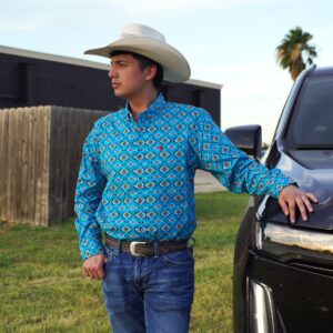 Turquoise Aztec Western Shirt
