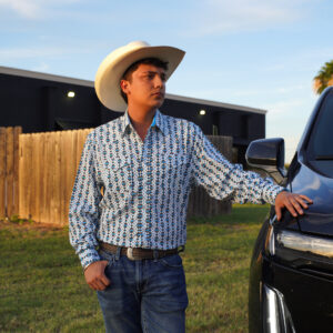 White/Blue Aztec Western Shirt
