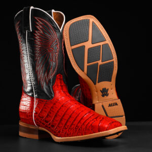 Red Caiman Belly – Square Toe