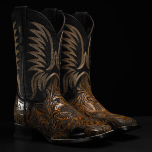Tan Safari Hand Tooled – Square Toe