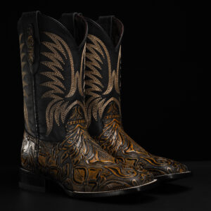 Tan Safari Hand Tooled – Square Toe