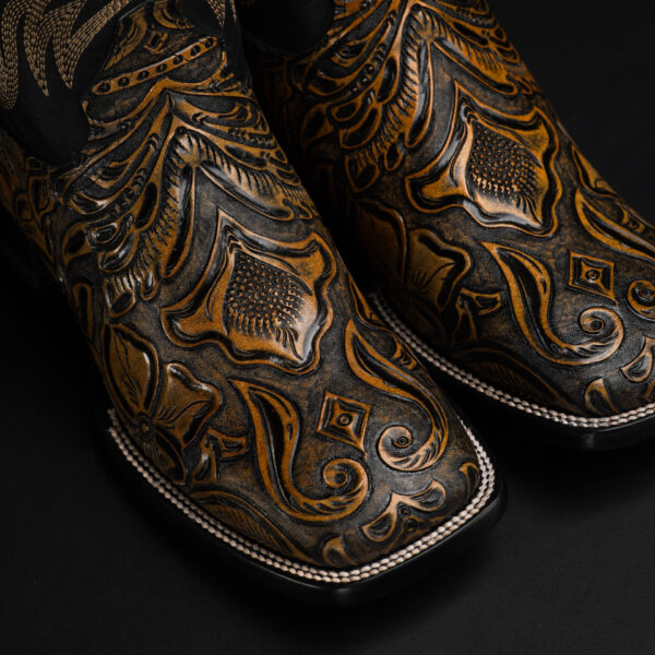 Tan Safari Hand Tooled – Square Toe - Image 3