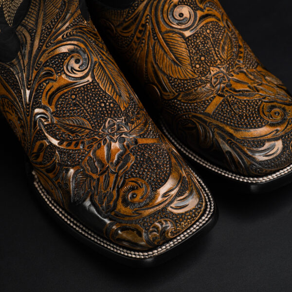 Tan Safari Hand Tooled – Square Toe - Image 3