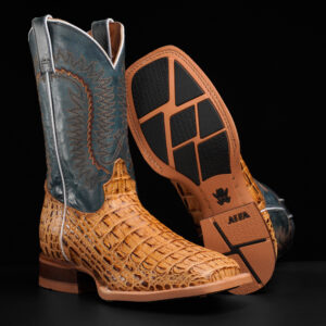 Tan Caiman Horn Back – Square Toe