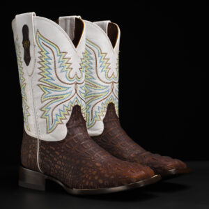 Matte Brown Caiman Neck - Square Toe
