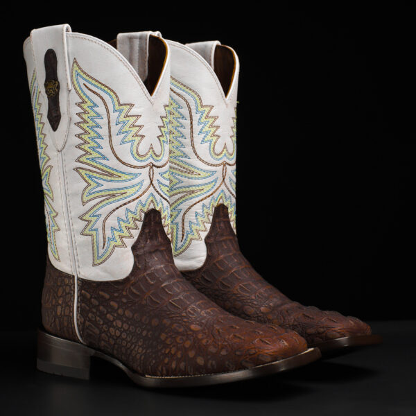 Matte Brown Caiman Neck - Square Toe