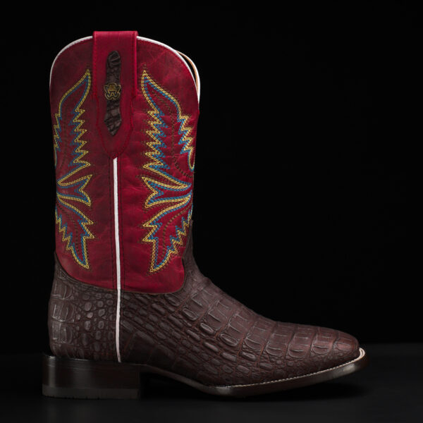 Matte Brown Caiman Horn Back - Square Toe - Image 2
