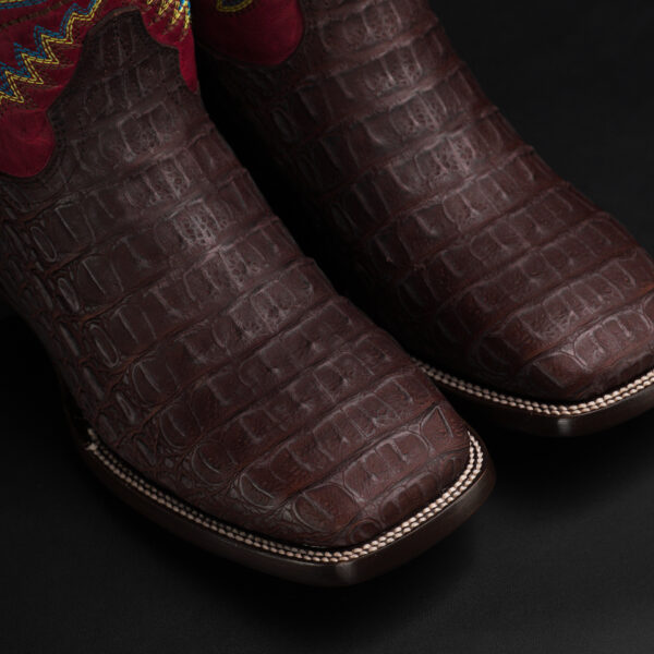 Matte Brown Caiman Horn Back - Square Toe - Image 3