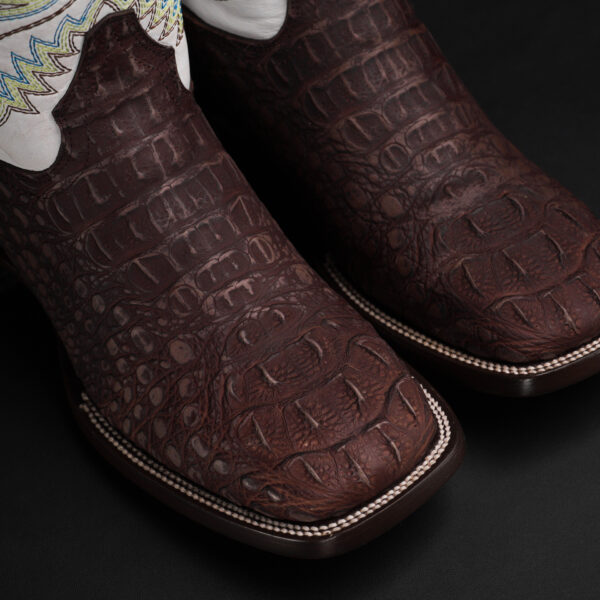 Matte Brown Caiman Neck - Square Toe - Image 3
