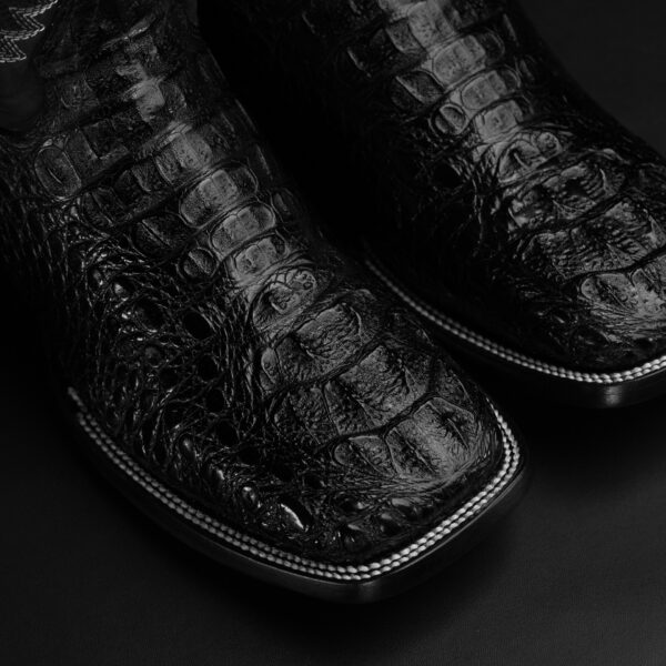 Black Caiman Neck - Square Toe - Image 3