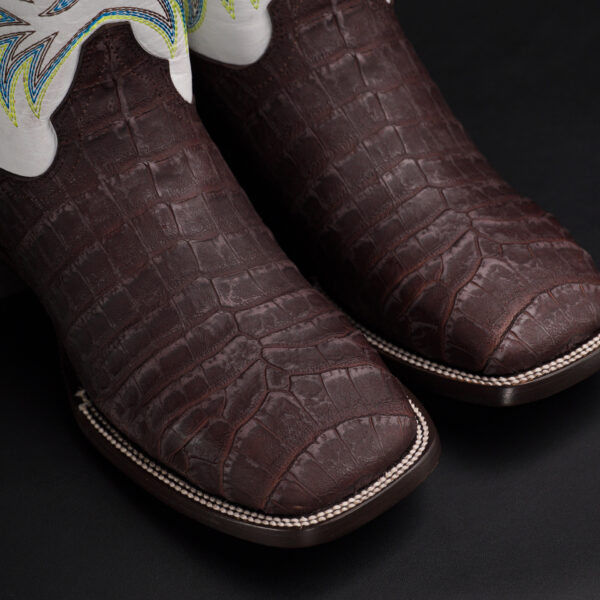 Matte Brown Caiman Belly - Square Toe - Image 3