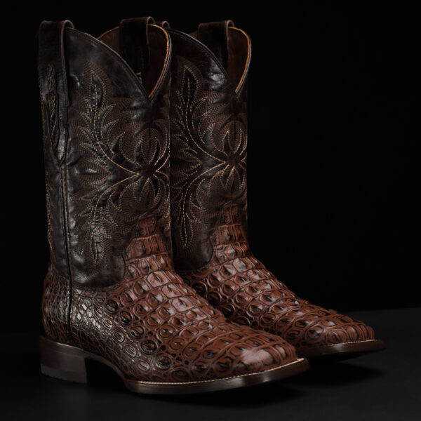 Brown Caiman Horn Back - Square Toe