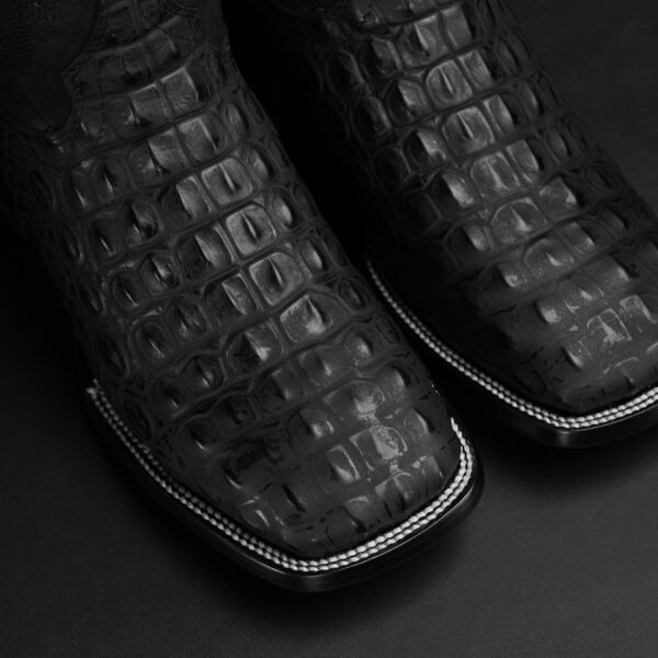Black Caiman Horn Back - Square Toe - Image 3