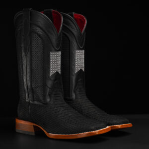 Matte Black Python - Square Toe