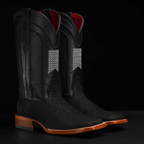 Matte Black Python - Square Toe