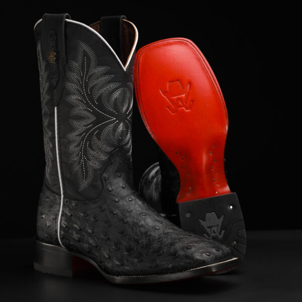 Black Ostrich – Square Toe