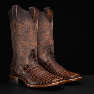 Rustic Cognac Alligator Belly – Square Toe