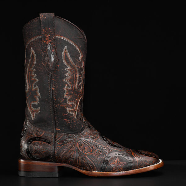 Brown Hand Tooled – Square Toe - Image 4