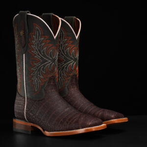 Matte Brown Caiman Belly - Square Toe